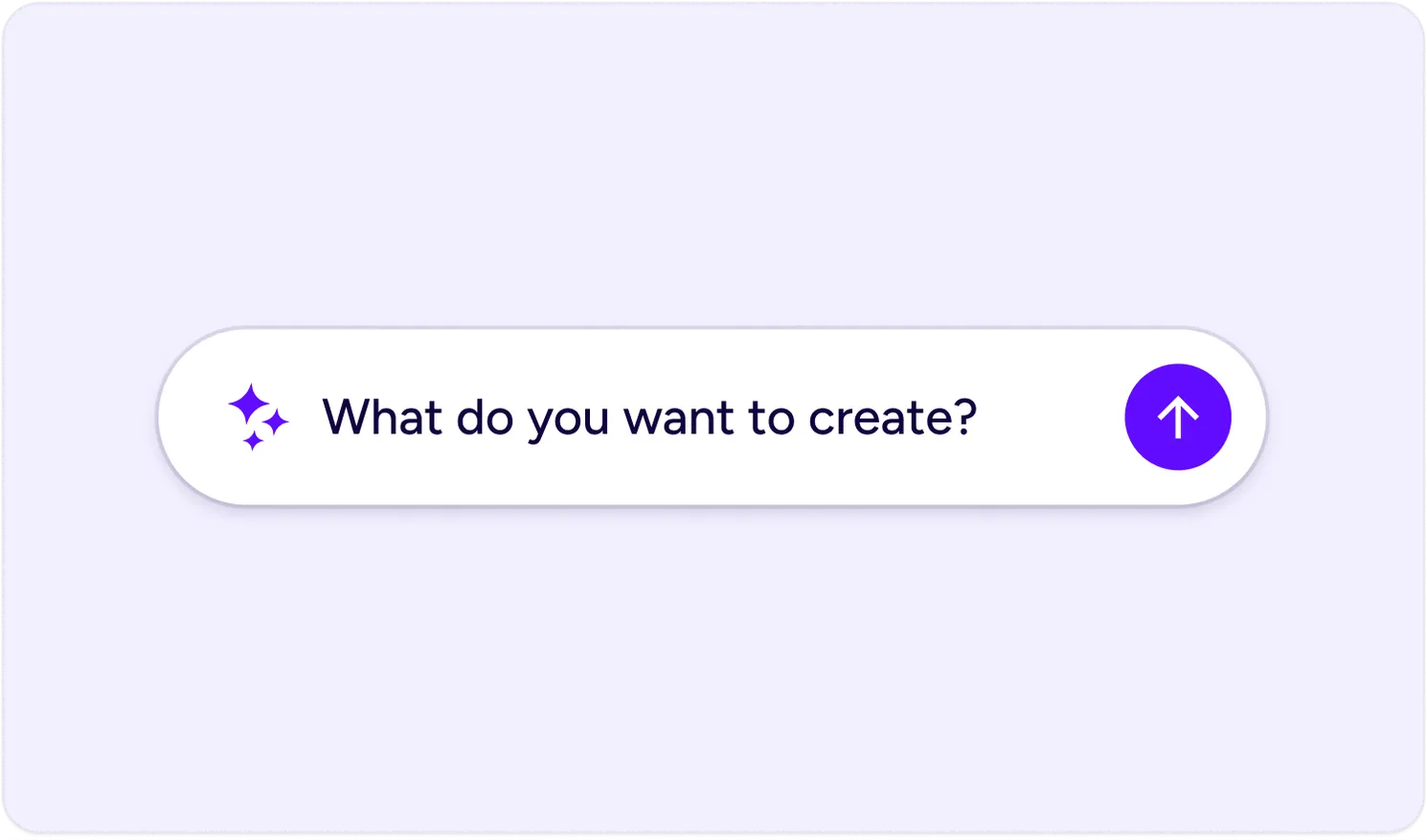 Storydoc AI prompt bar with a sparkles icon, the placeholder 'What do you want to create?', and a send-arrow button